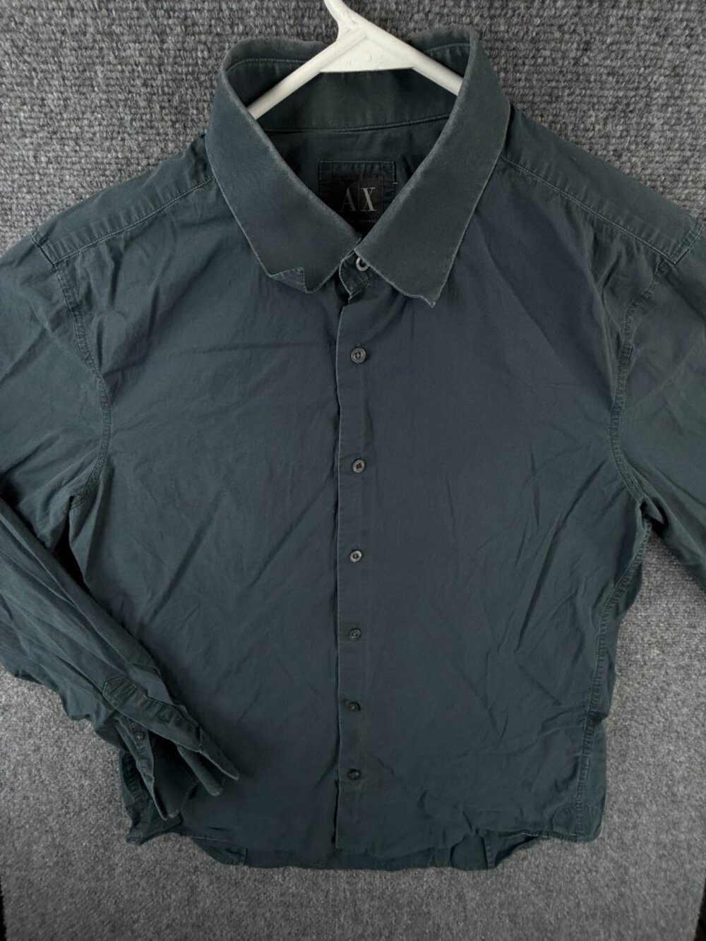 Armani Exchange Blue Long Sleeve Button Up Shirt Men Large Slim Fit Stretch